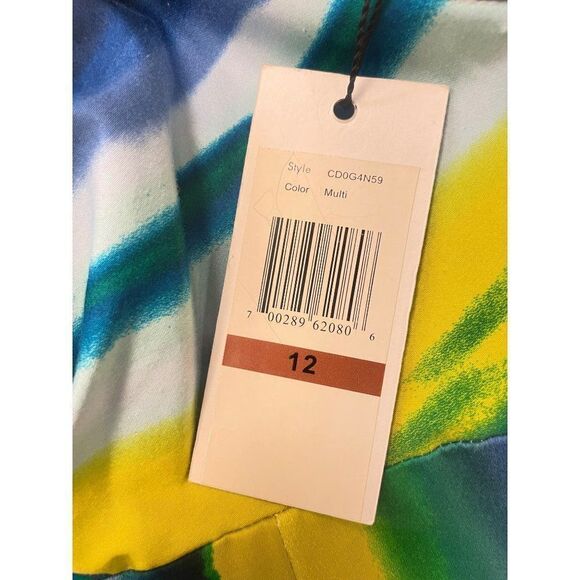 Calvin Klein Blue & Yellow Stripe A-Line Knee Length Dress NWT 12 - Picture 5 of 5